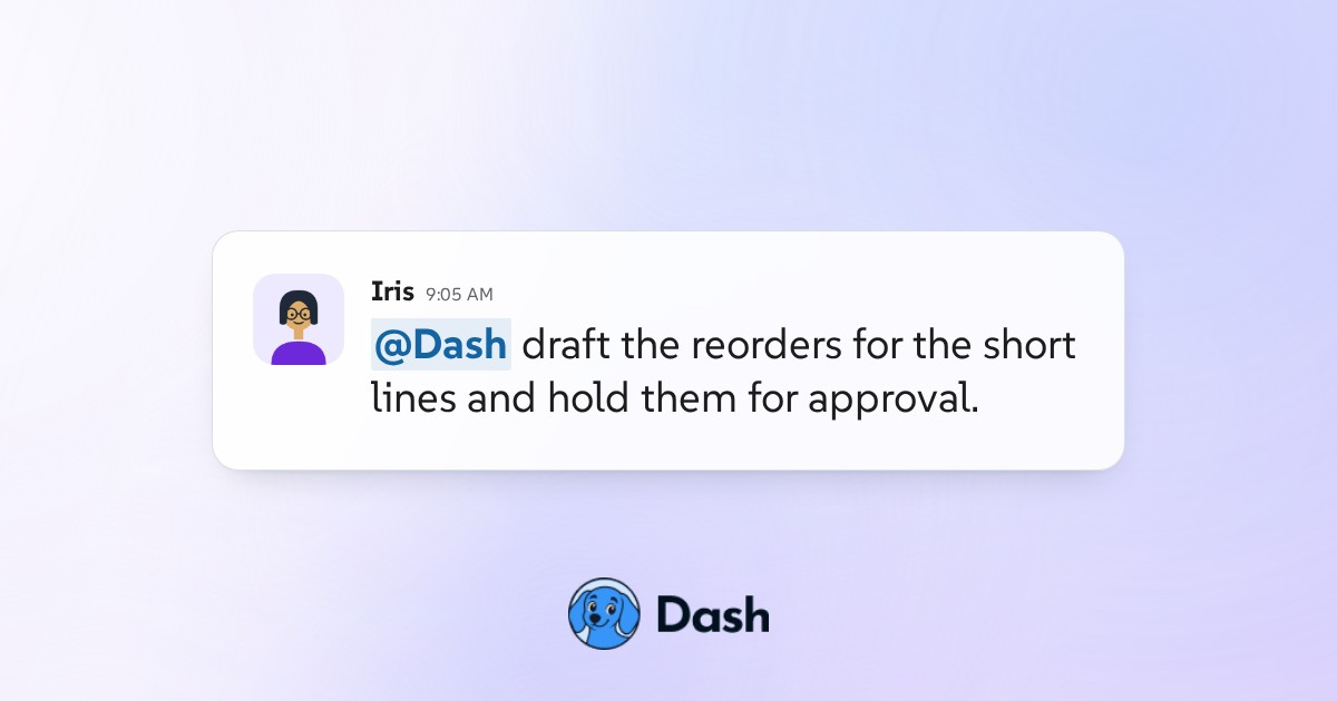 Conversation preview for Draft supplier reorders from the sales trend
